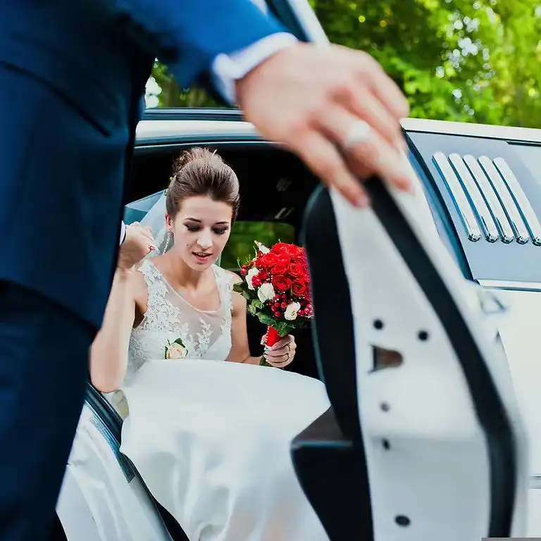 Bride in the car
